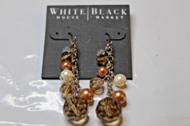 White House Black Market French Wire Earrings Silver Beaded Dangles - £14.01 GBP