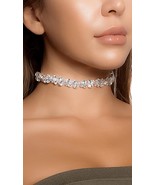 Rhinestone Bubble Choker Necklace Adjustable 1/2&quot; Tall Silver 996510 - £19.34 GBP