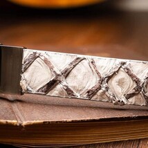 Olivieri Genuine Pirarucu Exotic Belt Newspaper Gray image 5