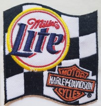 Vintage Harley Davidson - Miller Lite Racing Patch Checker Flag Design 2 1/2 sqr - £7.82 GBP
