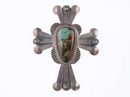 Vintage Randy Boyd Navajo Sterling and Royston turquoise cross pendant/pin - £327.03 GBP