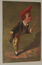 Victorian Trade Card J N Adams Dry Goods New Haven Connecticut Boy &amp; Mir... - $7.91