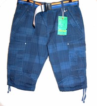 G.Play-Start Blue Plaids Men&#39;s Cotton Casual Modern Fit Belt Shorts Size... - £50.36 GBP