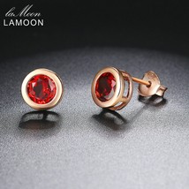 Lamoon Classic 5mm 1ct 100% Round Natural Red Garnet 925 Sterling Silver Jewelry - £14.11 GBP