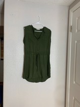 Jack Womens Sz S Olive Green Romper 1 Pc Short Outfit Cuffed Sleeve Rope... - $15.83