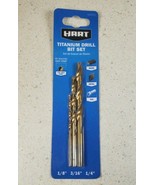 HART 3 pc Titanium Drill Bit Set 1/8” 3/16” 1/4” Wood/Metal/PVC Easy Sta... - $288.44 MXN