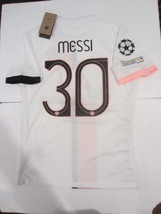 Lionel Messi PSG Paris Saint Germain UCL Match Slim White Away Jersey 2021-2022 - £89.31 GBP