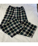 Blue Label Crestbridge Pants Sz 36 Black Tan Plaid Wool Elastic Waist Lined - $150.75 CAD