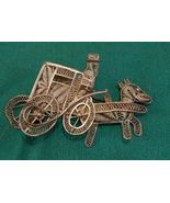Vintage Filigree Carriage Pin; 900 Silver Jewelry Handmade Indonesia 1950s - £22.61 GBP