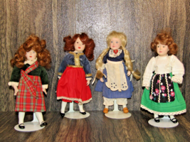 4 Vintage 1980&#39;s Danbury Mint Dolls Around the World 9&quot; Collectibles Replacement - £21.35 GBP