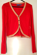 Vera Wang sweater size S women 3 buttons lightweight bright orange long ... - $9.85