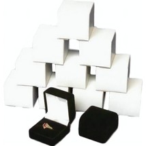 12 Black Velvet Flocked Ring Gift Boxes Jewelry Display - £14.26 GBP