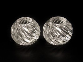 Vintage Crystal Taper Candle Holders, Spiral Swirl Cuts, Colonial Candle, Taiwan - $19.55