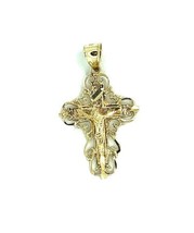 Estate Vintage 10k Yellow Gold Crucifix Cross Pendant 3.9g - £255.53 GBP