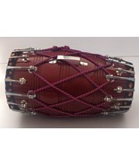 Wood Handmade Dholak Indian Folk Musical Instrument Drum Tied Thru Rope (Brown) - $174.00