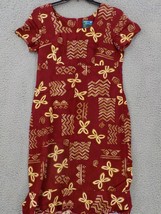 Hawaiian Moon Womens Dress Sz L Burgundy Shades Hieroglyphs Bottom Flounce Nwot - £15.65 GBP