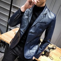 Mens Leather Jacket and Coats 2022 New Spring and Autumn Men Business Casual Cli - £59.08 GBP