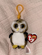 NWT TY Beanie Boos OWLIVER Key Backpack Clip 4&quot; Plush Gold Glitter Eyes ... - £7.04 GBP
