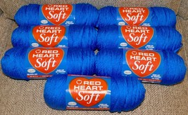 Lot 7 Red Heart Soft 7847 Royal Blue Worsted Yarn Crochet Knit 4ply 5oz NEW - £31.15 GBP