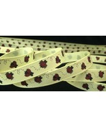 3/8 inch LADYBUG print on yellow grograin RIBBON - 1 yd bug butterfly ga... - $2.83 CAD