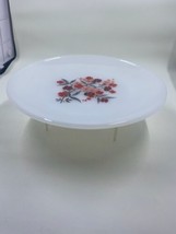 Vintage Anchor Hocking Fire King Milk Glass Dinner Plate Red Flower Pattern - £14.82 GBP