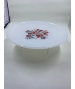Vintage Anchor Hocking Fire King Milk Glass Dinner Plate Red Flower Pattern - £14.66 GBP