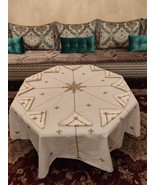 Moroccan Tablecloth Set - Embroidered Round Cloth &amp; 12 Napkins - €179,77 EUR