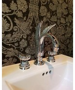 Chrome COLOR 8&quot; widespread lav swan sink faucet mixer TAP ring handle de... - £302.37 GBP
