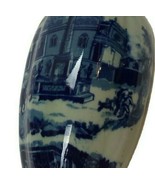 Vintage Porcelain Wall Pocket Vase Blue &amp; White Horse Street Scene Archi... - £23.32 GBP