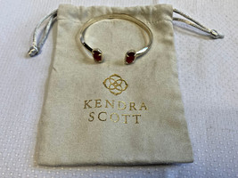 Kendra Scott Bracelet Open Pinch Cuff Goldtone Red Glass Stone Jewelry &amp;... - £31.89 GBP