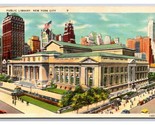 Publici Biblioteca New York Città Ny Nyc Unp Lino Cartolina I21 - $3.36