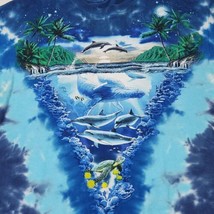 Liquid Blue Sea Ocean Aquarium Blue Tie Dye Shirt Large Dolphins Turtle Beach - £23.05 GBP
