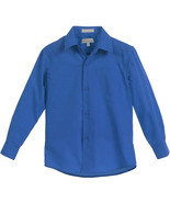 Boy&#39;s Classic Fit Long Sleeve Button Down Kids Royal Blue Dress Shirt 6 - $10.58