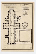 1906 Original Antique Plan Of Salisbury Cathedral / England - £13.44 GBP