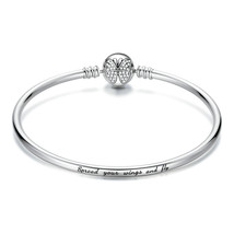 New Arrival Authentic 925 Silver Dazzling Butterfly Simple Basic Bangle Bracelet - £39.35 GBP