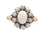 10k Yellow Gold Genuine Natural Opal Vintage Halo Ring Size 6.75 Jewelry... - $543.51