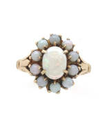 10k Yellow Gold Genuine Natural Opal Vintage Halo Ring Size 6.75 Jewelry... - £434.45 GBP