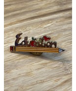 Vintage Education Teacher Tac Lapel Hat Pin Apple Pencil KG JD - €12,71 EUR