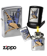 Rare 2008 Nose Art Blue Dress Pin-Up Girl Zippo Lighter - $80.22 CAD