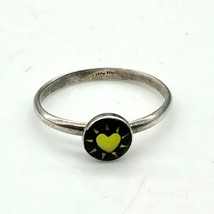 Vintage Glowing Heart Stackable Ring, Sterling Silver Band with Black an... - £22.06 GBP