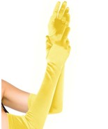 LA-16B Sexy Yellow Satin Extra Long Opera Prom Evening Burlesque Gloves - $237.95 MXN