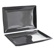 Gibson Home Urban Cafe 2 Piece 12 Inch Rectangle Stoneware Platter Set in Grey - $48.48 CAD