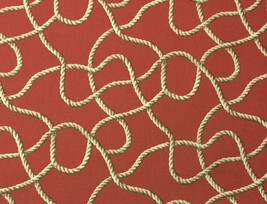 Tommy Bahama GUATA-LOOP Coral Red Cowboy Nautical Rope Cotton Fabric By The Yard - £11.21 GBP