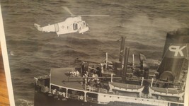 Vintage US Coast Guard Helicopter Hover Over Boat Ship 8X10 Photo Rescue Train - £23.56 GBP