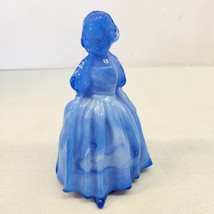 Vtg Boyd Blue Slag Glass Colonial Girl Rosso Charlotte Lady Figurine 4-3/4&quot;tall - £13.13 GBP