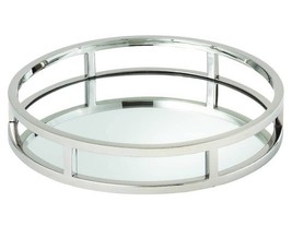 Elegant Round Mirrored Vanity Cosmetics Perfumes Tray 10 3/4&quot; In Diameter - $17.48