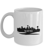 Seattle Skyline silhouette, white Coffee Mug, Coffee Cup 11oz. Model 60087  - £15.71 GBP