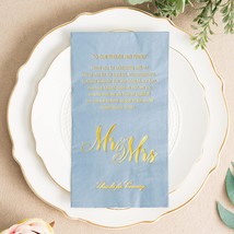 Dusty Blue Wedding Napkins Mr &amp; Mrs Dinner Napkins Replace Thank You Car... - £32.20 GBP