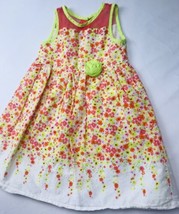 Penelope Mack Dress Sz  4T Fancy Lime Orange Sundress Holiday Easter Floral - $25.00