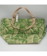 Chicos Tote Bag  24&quot; Palm Leaf Print 12&quot; Pouch Zip Double Handle Beach New - £23.52 GBP